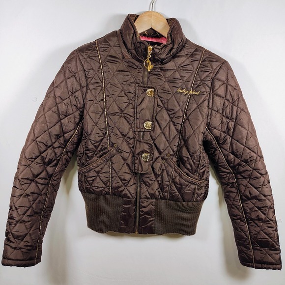 Baby Phat Jackets & Blazers - Baby Phat Women's Full Zipper Medium Puffer Brown Winter Jacket